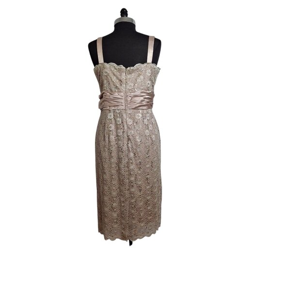 R&M Richards PLUS 14W EMPIRE Stretch Lace Satin Cocktail Party Dress Champagne - Picture 7 of 16